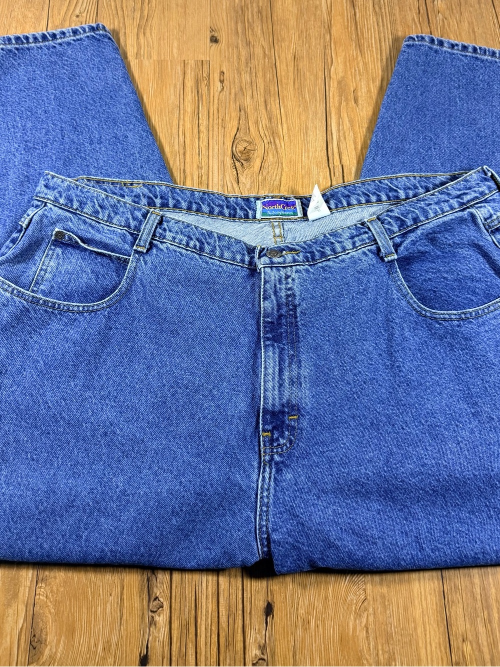 Vintage NorthCrest Mens Jeans 40x25 Blue 100% Cotton High Rise Straight Leg